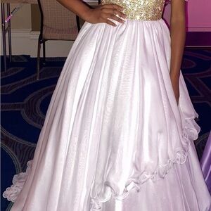 Elegant Gold and White Kids Dress